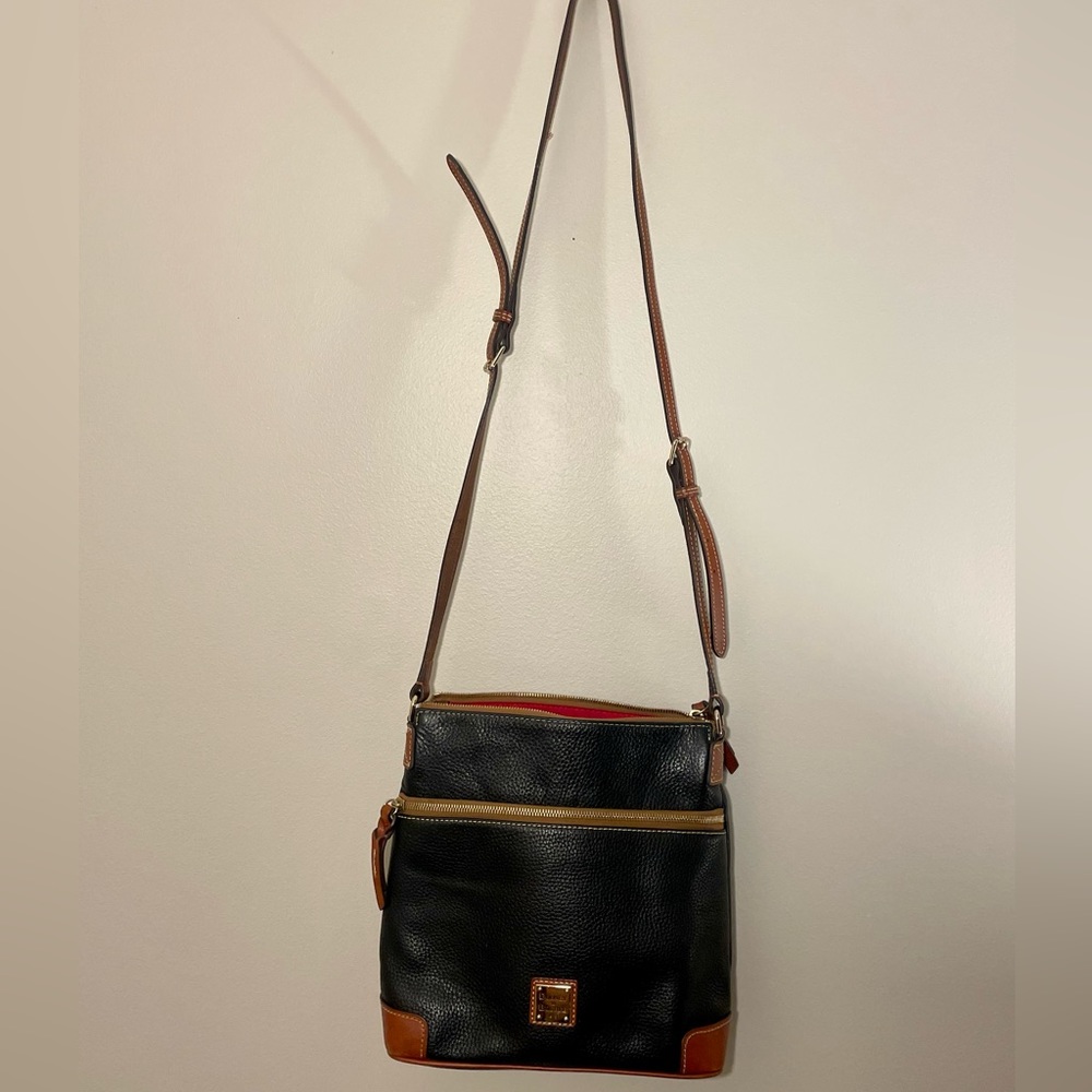 Dooney & Bourke pebbled leather crossbody purse black & brown gold hardware - Picture 15 of 15